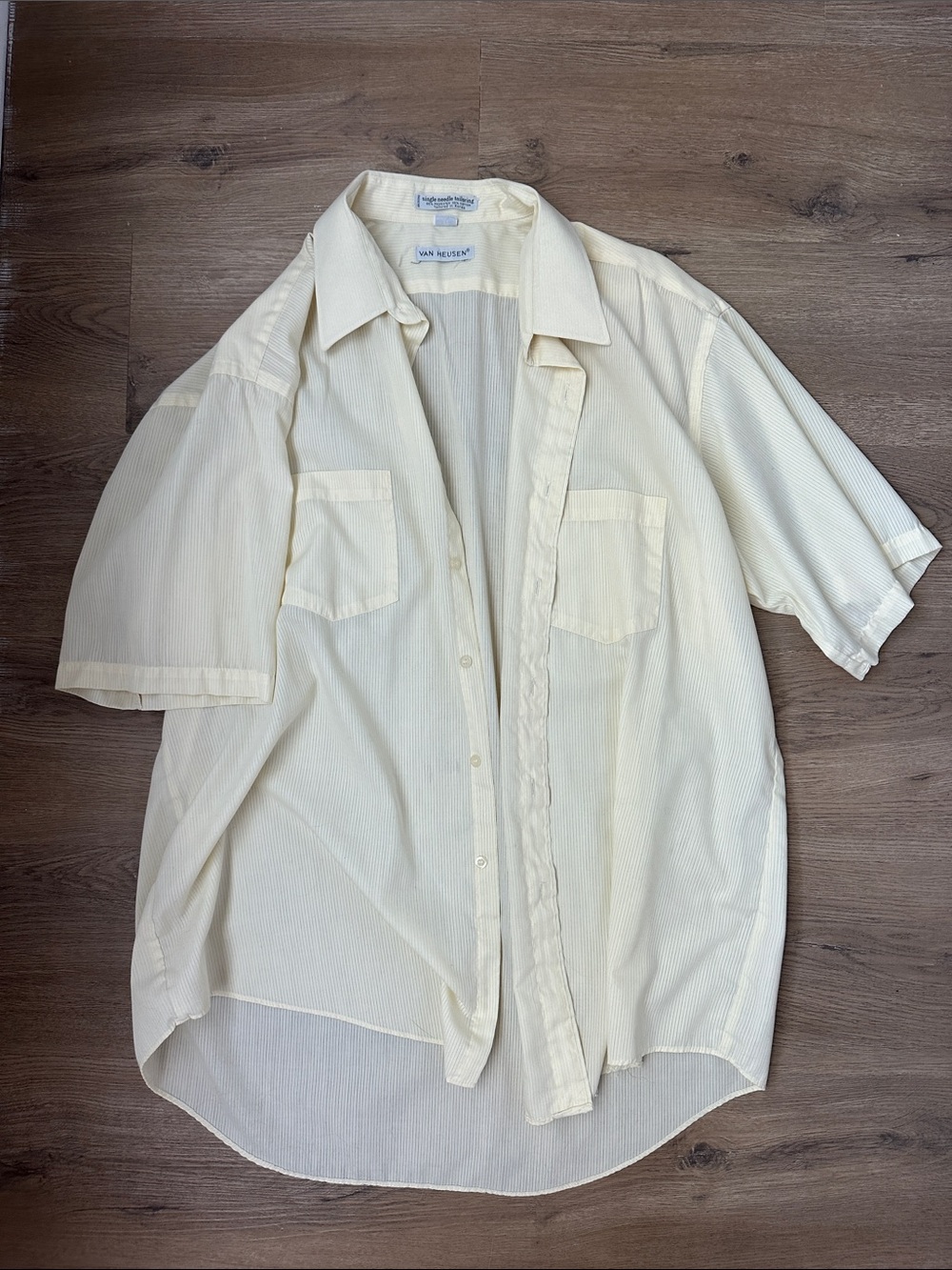 Van Heusen Light Cream Short Sleeve Camp Shirt